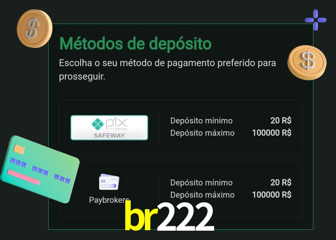 O cassino br222 oferece uma grande variedade de métodos de pagamento